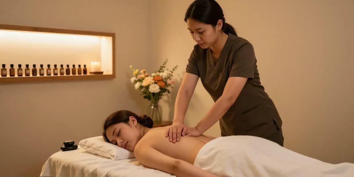 Relaxing Swedish massage experience at a tranquil spa highlighting 창원마사지 services.