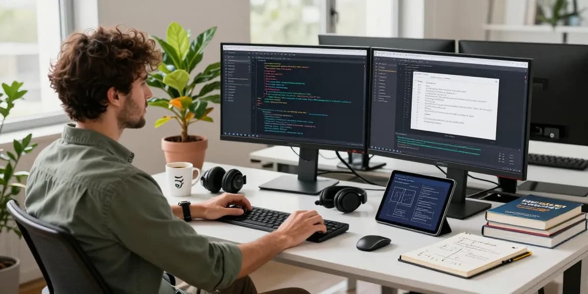 Dynamic software development workspace featuring telegram官网 integration with collaborative tools and modern tech elements.
