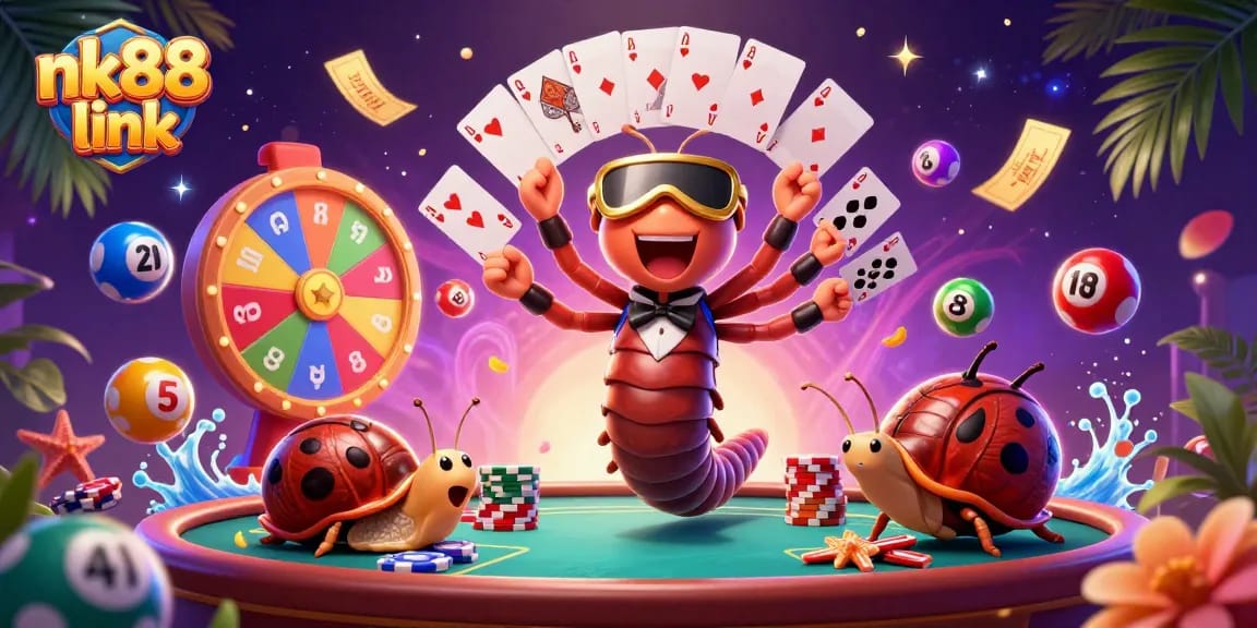 Engage with the thrilling nk88 link live casino experience featuring a vibrant dealer character surrounded by dynamic gaming elements.