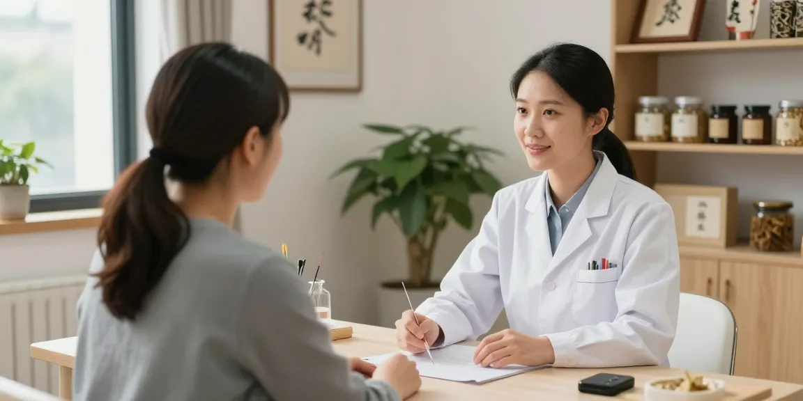 Expert care at 수원교통사고한의원, acupuncturist consulting with patient in a calming clinic