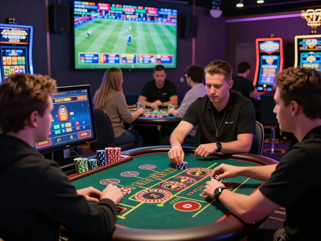 W88 online casino scene with players enjoying Baccarat and Slot Machines in a vibrant digital environment