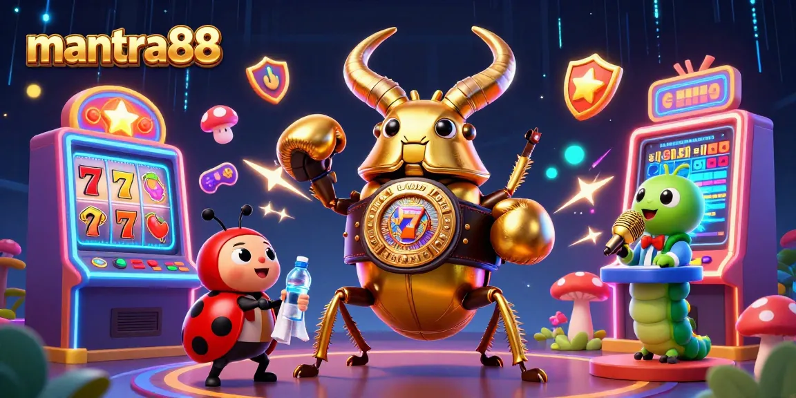 Experience thrilling slots with mantra88 featuring vibrant games, golden beetles, and electrifying visuals.