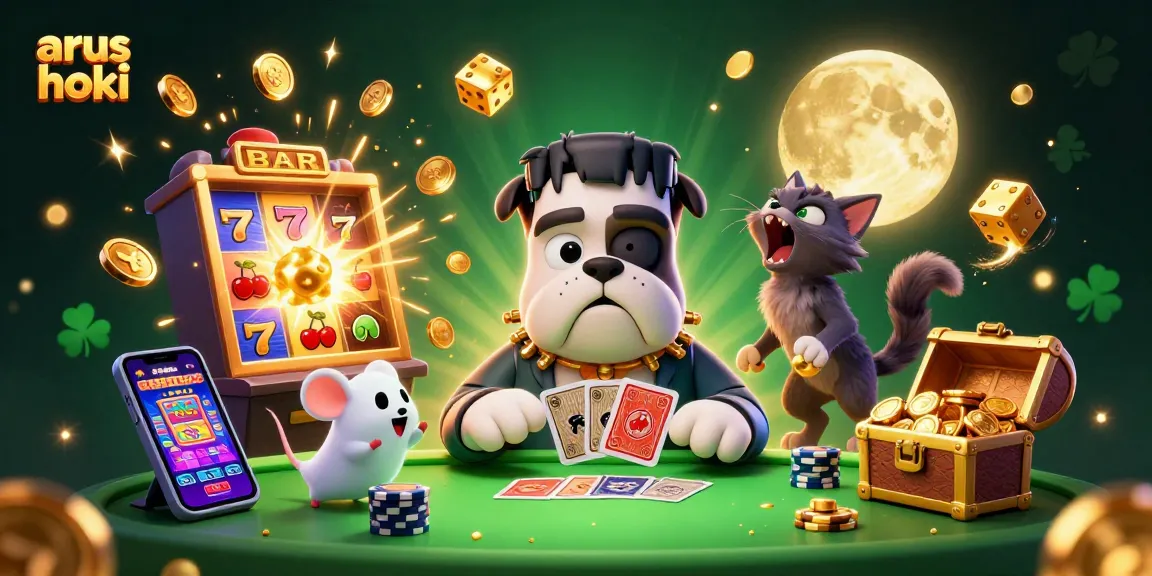 arush hoki berbagi kemenangan mesin slot di meja hijau bersama monster bulldog dan kucing werewolf