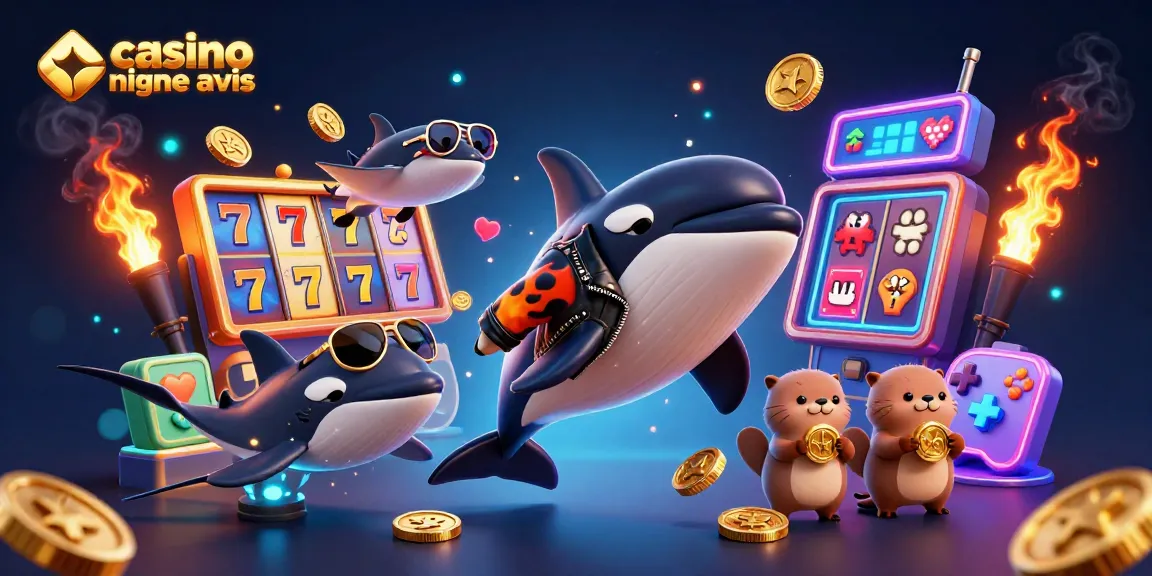 Des jeux captivants dans un casino en ligne avis illustrent des animaux marins chics jouant.