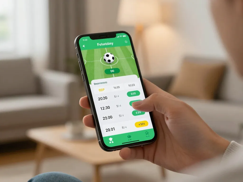 Engaging with the da 88 sports betting app on a mobile device, placing bets on live matches