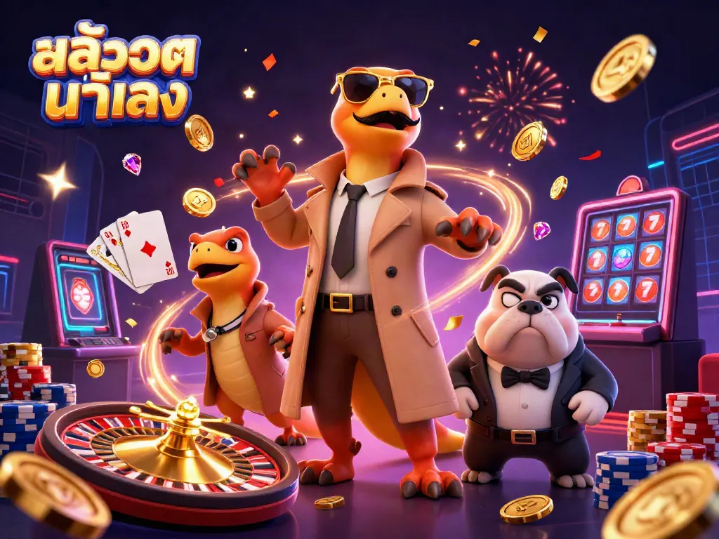 Experience the excitement of สล็อตแท้ตรง casino with colorful characters, gold coins, and vibrant action in 3D.