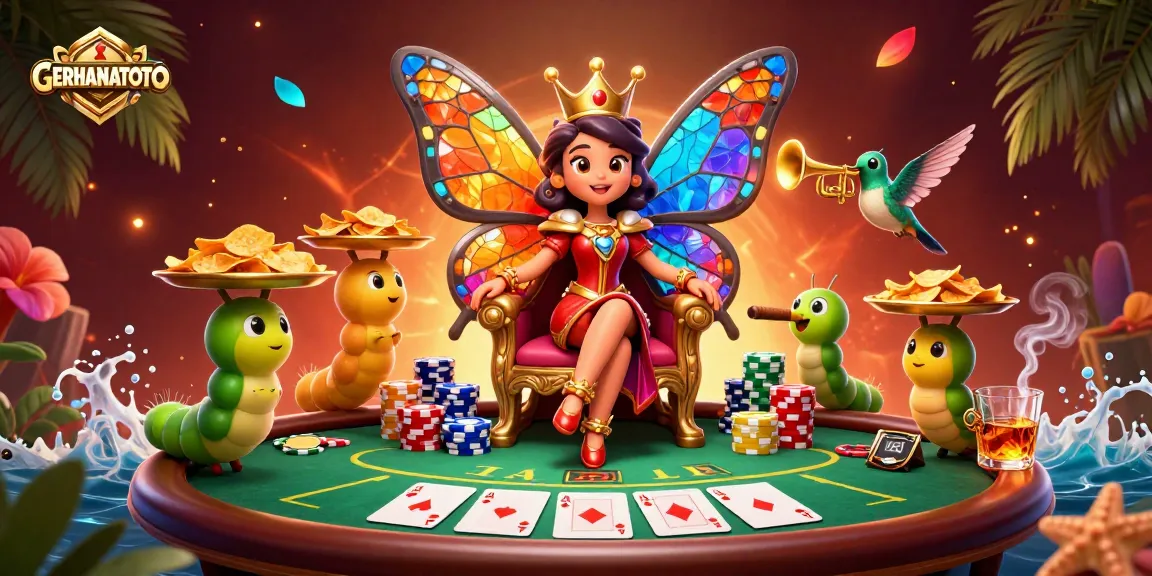 Mengalami taruhan di GERHANATOTO melalui ilustrasi ilustratif menyentuh suasana kasino dengan elemen poker.
