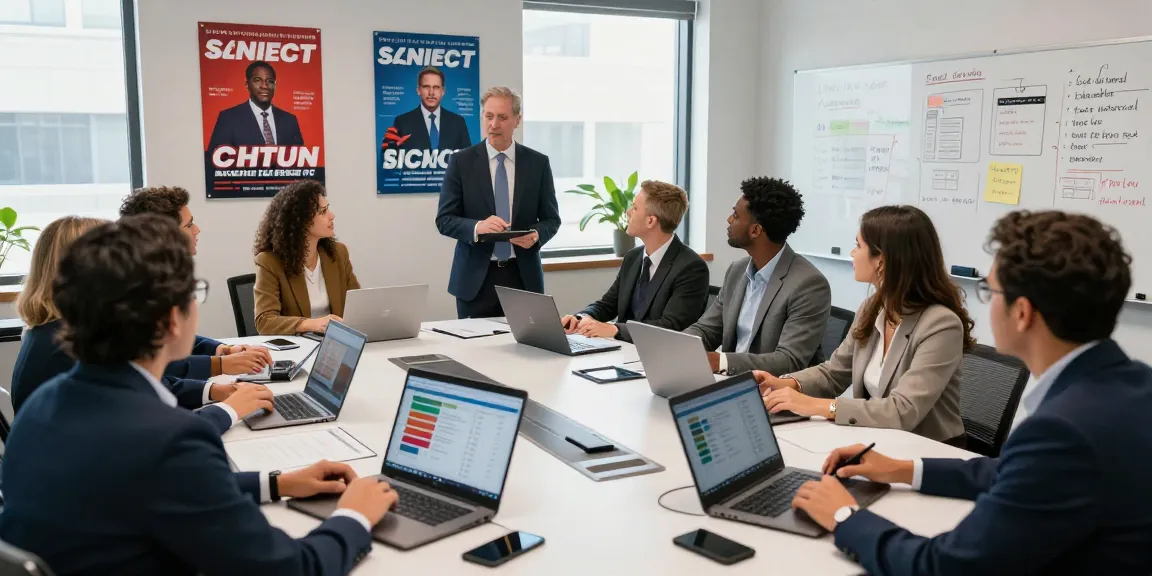 Team strategizing to suppress negative search results through effective political marketing tactics.
