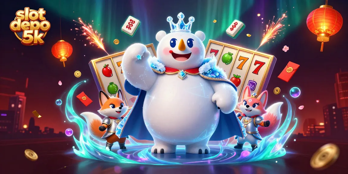 Experience slot depo 5k excitement with an ice king, fox warrior, and vibrant slot reels.