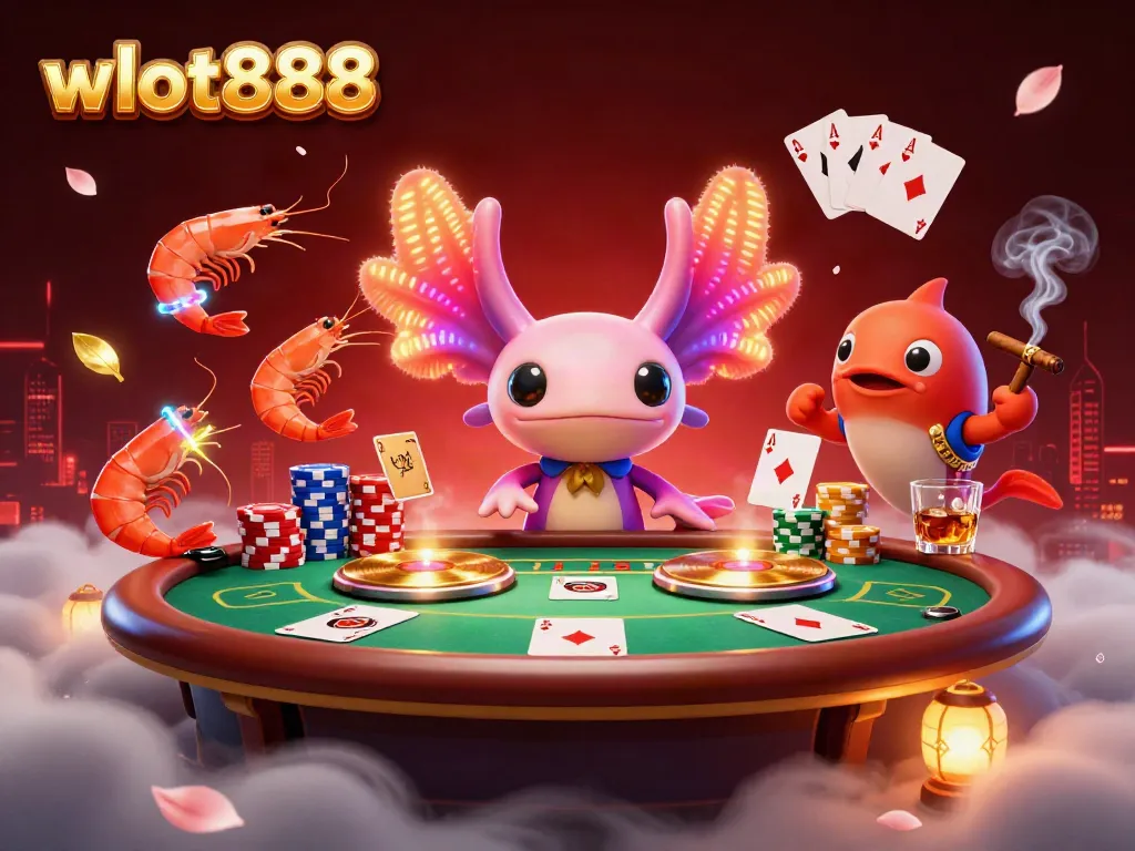 Menggali keseruan di wslot888 dengan axolotl DJ neon dan keripik poker berwarna-warni.