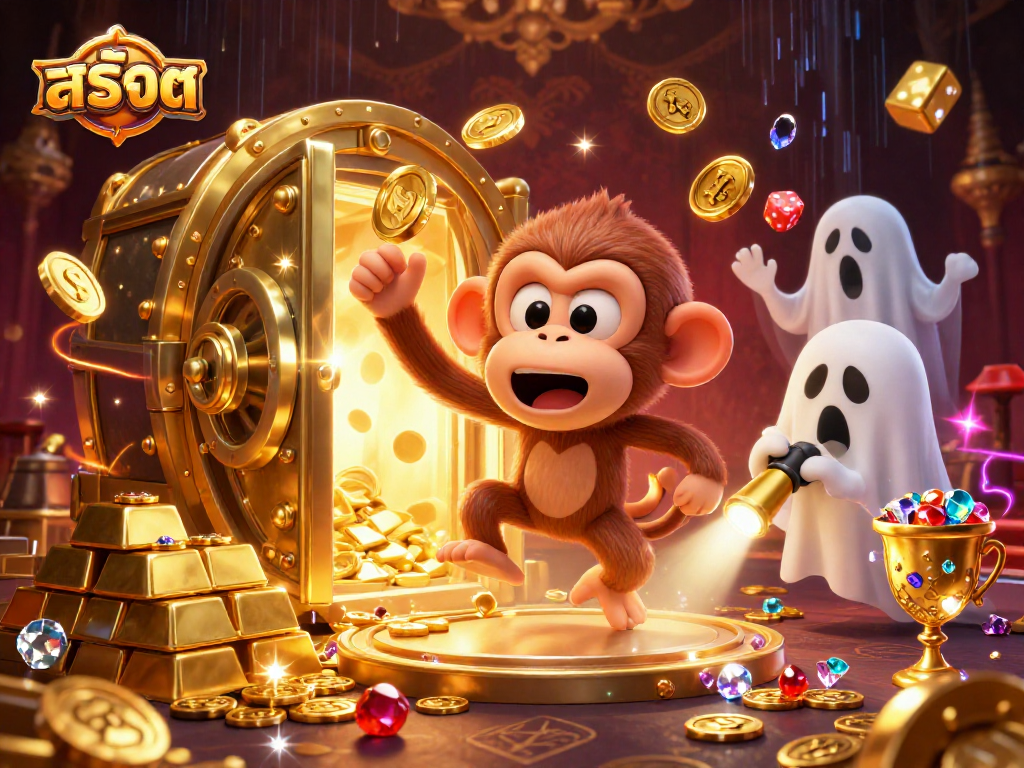 Engage with exciting สล็อต action as a mischievous monkey juggles golden casino treasures.