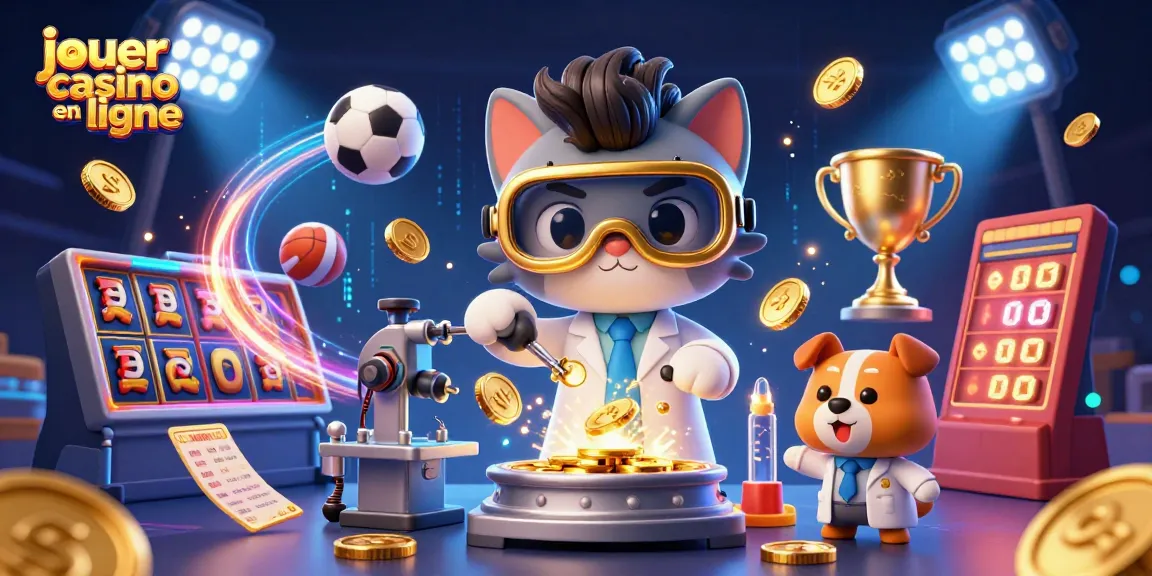 Jouer au casino en ligne avec une scène animée de machines à sous et personnages