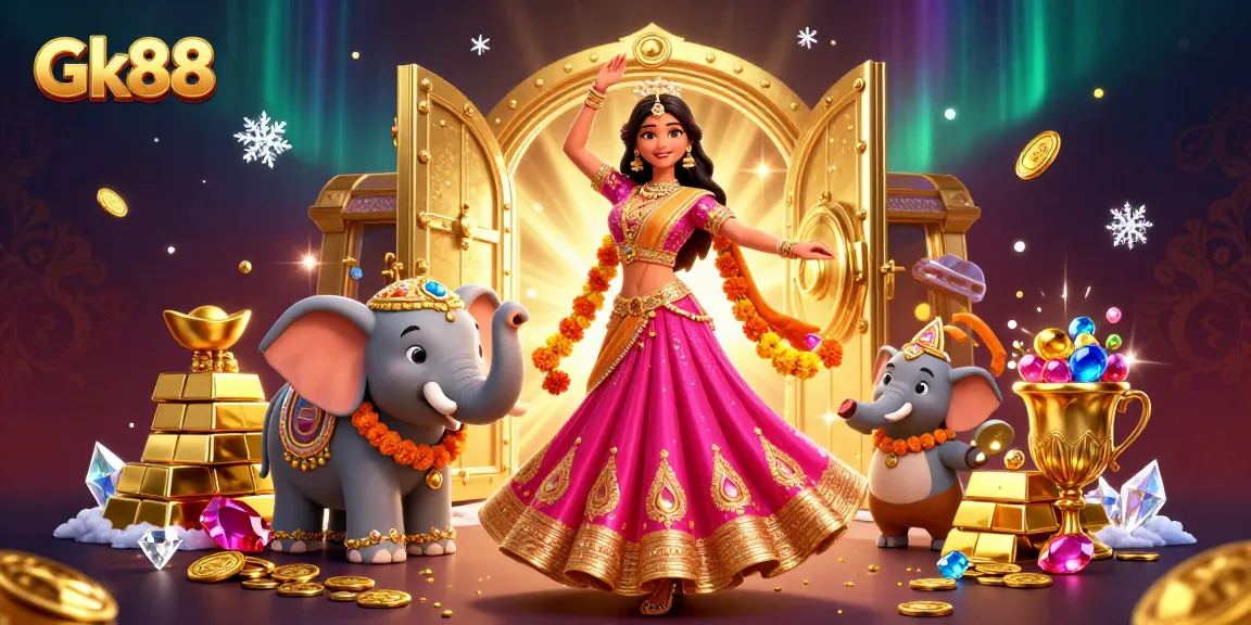 Experience thrilling gameplay at Gk88 with vibrant casino elements and dazzling rewards flowing around.