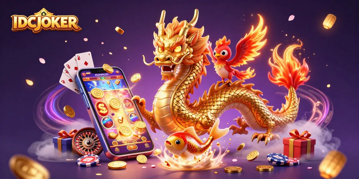 Experience thrilling gameplay with IDCJOKER, featuring a majestic dragon and vibrant casino elements.