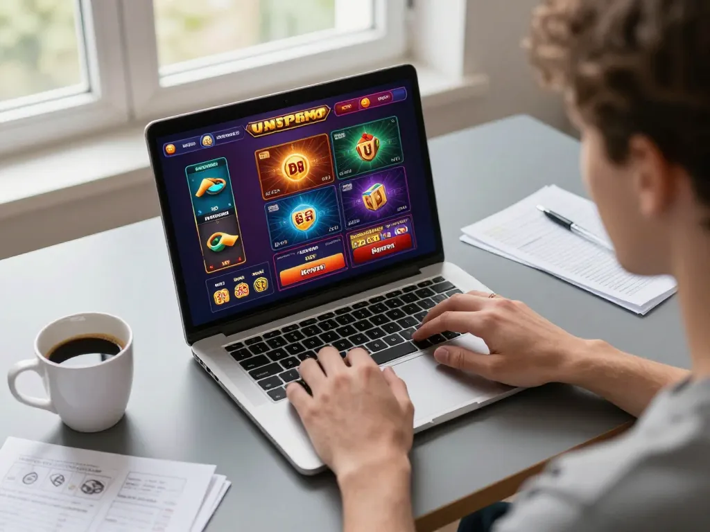 Engaging scene of online gaming at home, featuring migliori casino online esteri displayed on laptop screen.