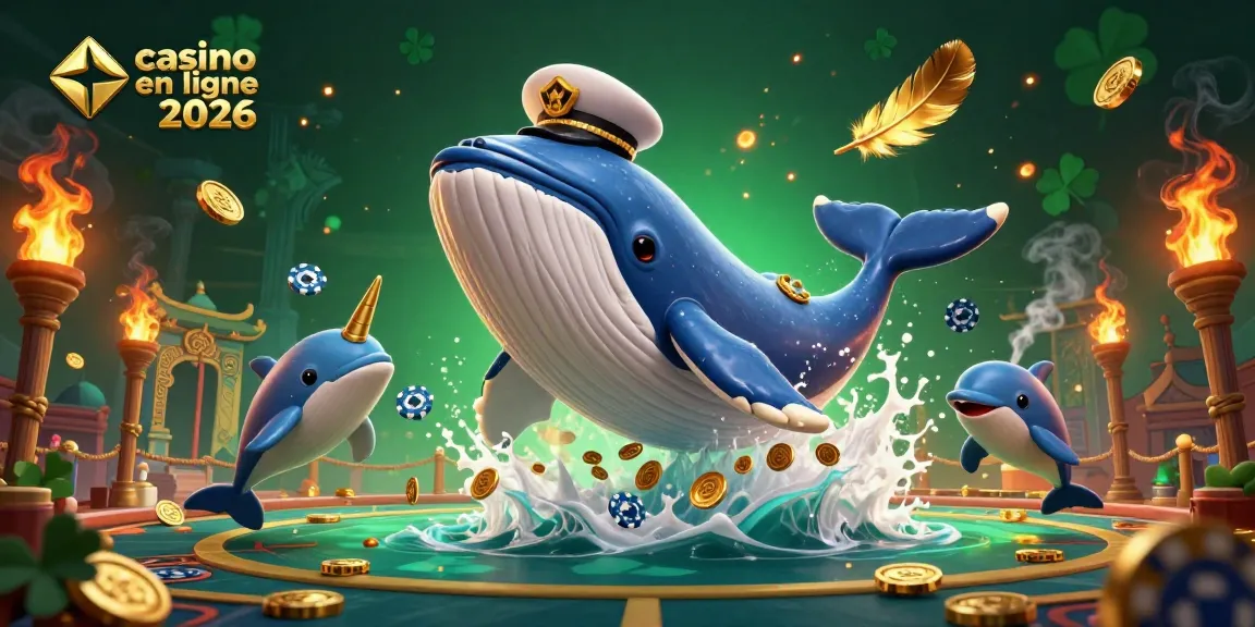 Accéder à des gains avec casino en ligne 2026, où un énorme baleinier et des dauphins jouent avec des jetons de poker.