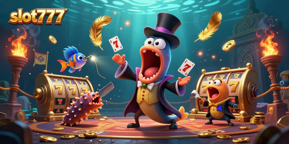 Experience thrilling slots with slot777 in this vibrant, dynamic 3D scene featuring magical sea creatures.