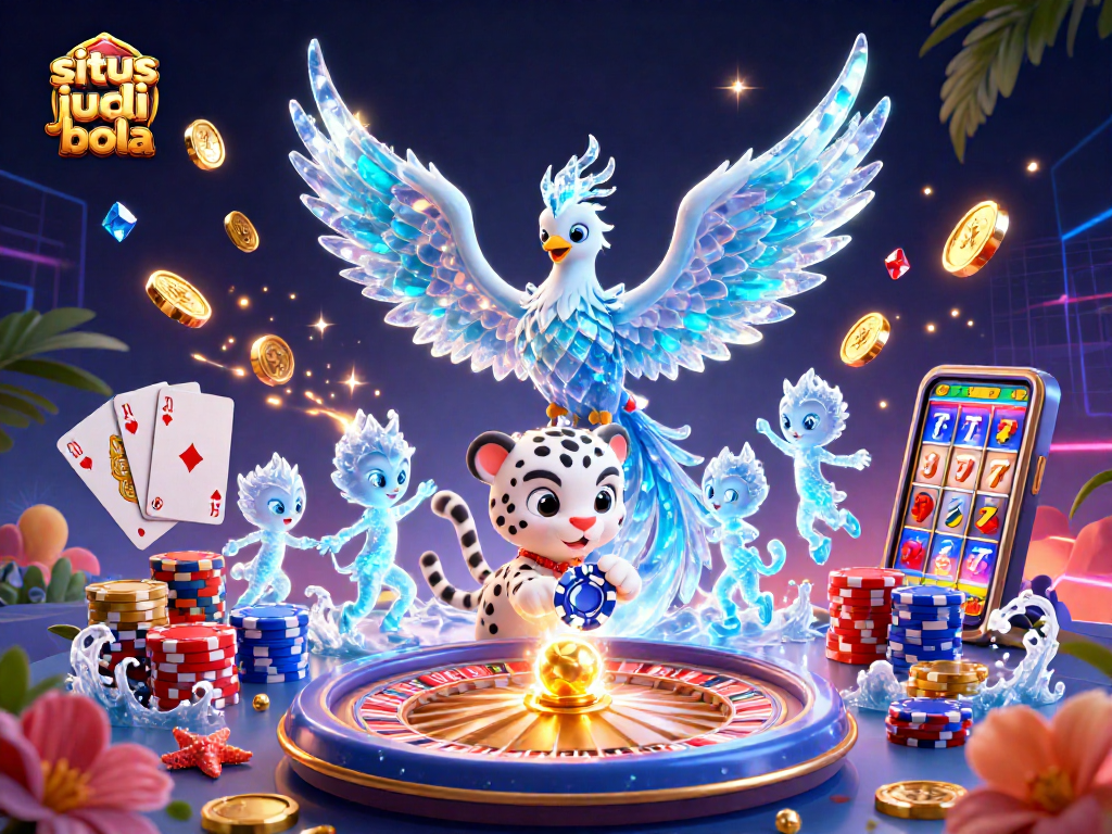 Experience the thrill of situs judi bola with vibrant characters and casino elements in a dynamic scene.