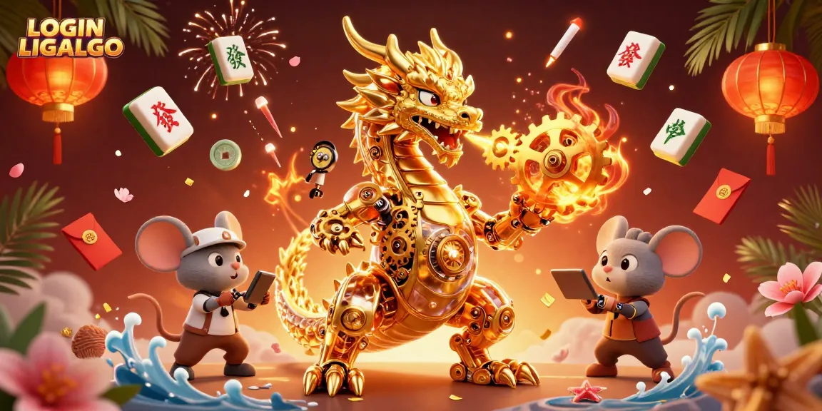 Engage with thrilling gameplay at LOGIN LIGALGO, showcasing golden dragon and vibrant casino elements