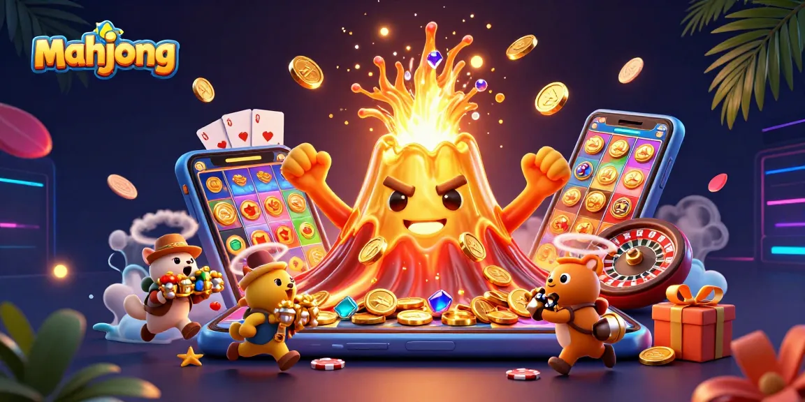 Experience mahjong excitement with cascading treasures from a triumphant volcano!