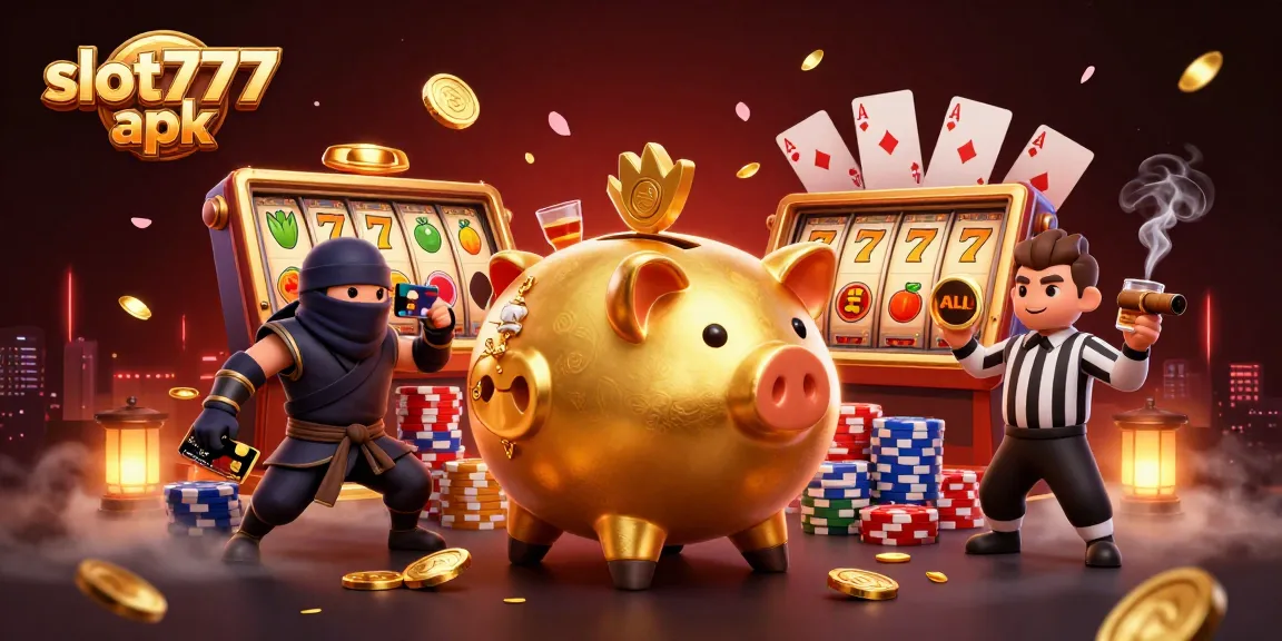 Experience thrilling action with slot777 apk as the golden piggy bank wrestler stomps, scattering coins.
