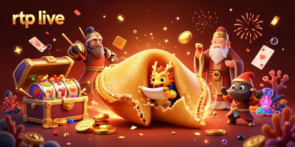 Experience rtp live with a vibrant 3D casino scene featuring a golden cookie and dynamic game elements.