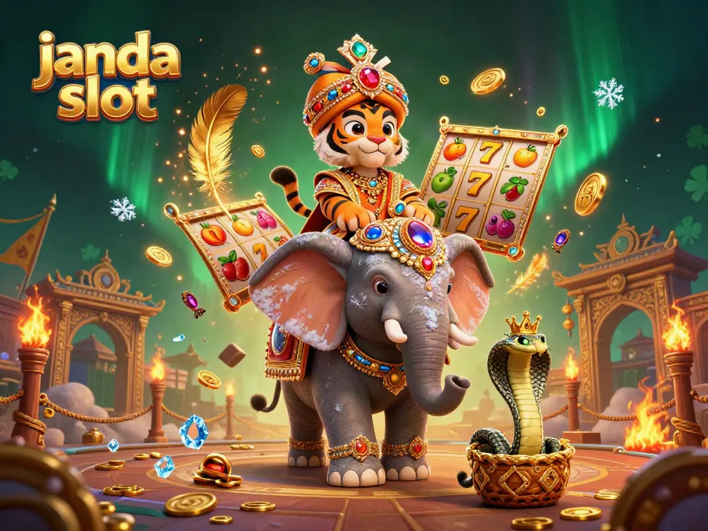 Gambarkan aksi seru dari janda slot dengan slot reel dan elemen bertema kasino.