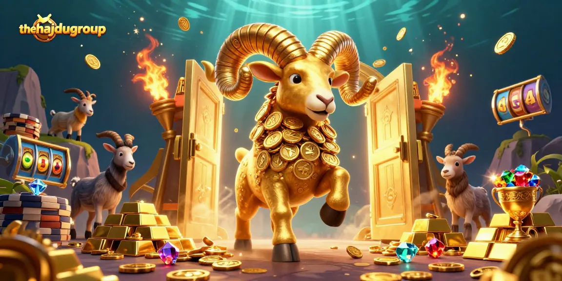 Experience the excitement of gaming with thehajdugroup's vibrant casino scene featuring a golden ram charging towards fortune.