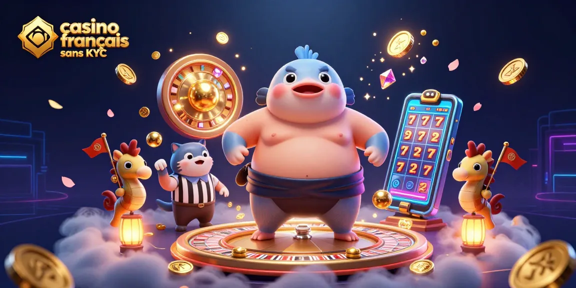 Les joueurs découvrent le casino français sans KYC avec un fugu animé et des pièces d'or qui volent autour.
