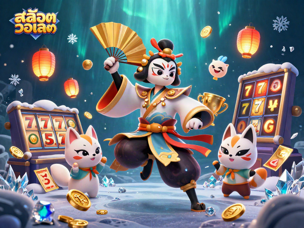 Play สล็อตวอเลท exciting slot games featuring unique characters and vibrant casino elements.