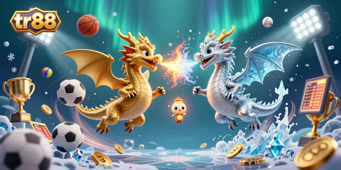 Engage with tr88 in an exciting sports betting scene featuring dragons and vibrant casino elements.