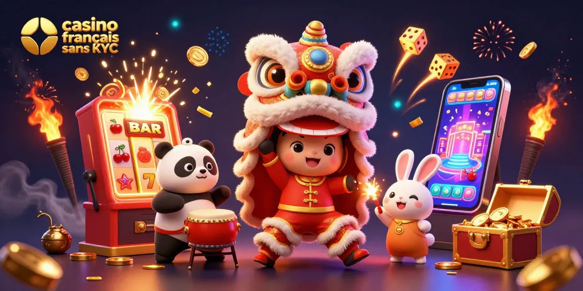 Gagnez avec le casino français sans KYC lors d'une danse du lion durant une fête.