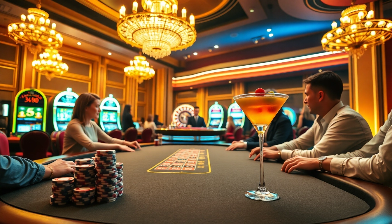 Engage in high-stakes poker action at https://kuwinzhz.com/ with luxurious casino elements and vibrant atmosphere.