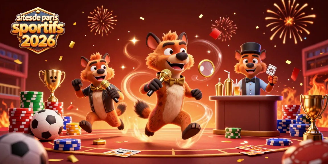 Les hyènes s'animent dans un club de casino comique autour des sites de paris sportifs 2026, mêlant jeux et divertissement.