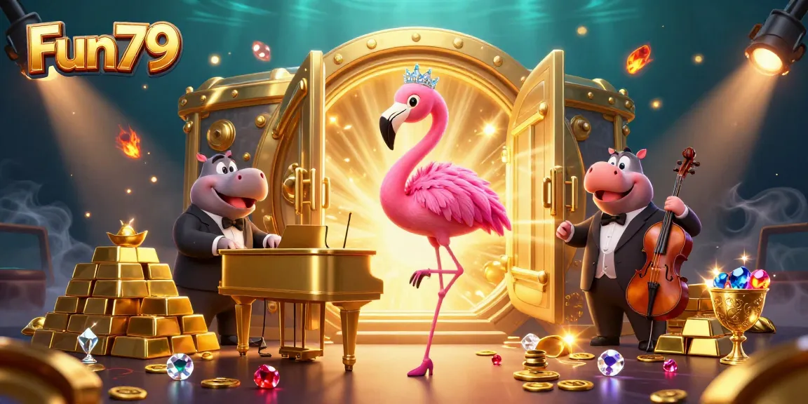 Experience the excitement of Fun79 with vibrant casino games, sparkling treasure, and lively characters.