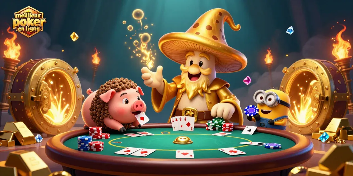 Jouez au poker sur le meilleur site poker en ligne avec des personnages animés et des éléments de jeu riches.