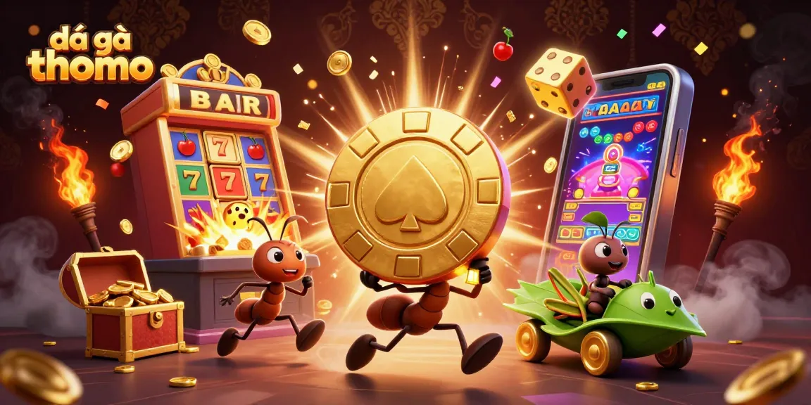 Experience the excitement of đá gà thomo through vibrant 3D cartoon illustration featuring dynamic characters and engaging casino elements.