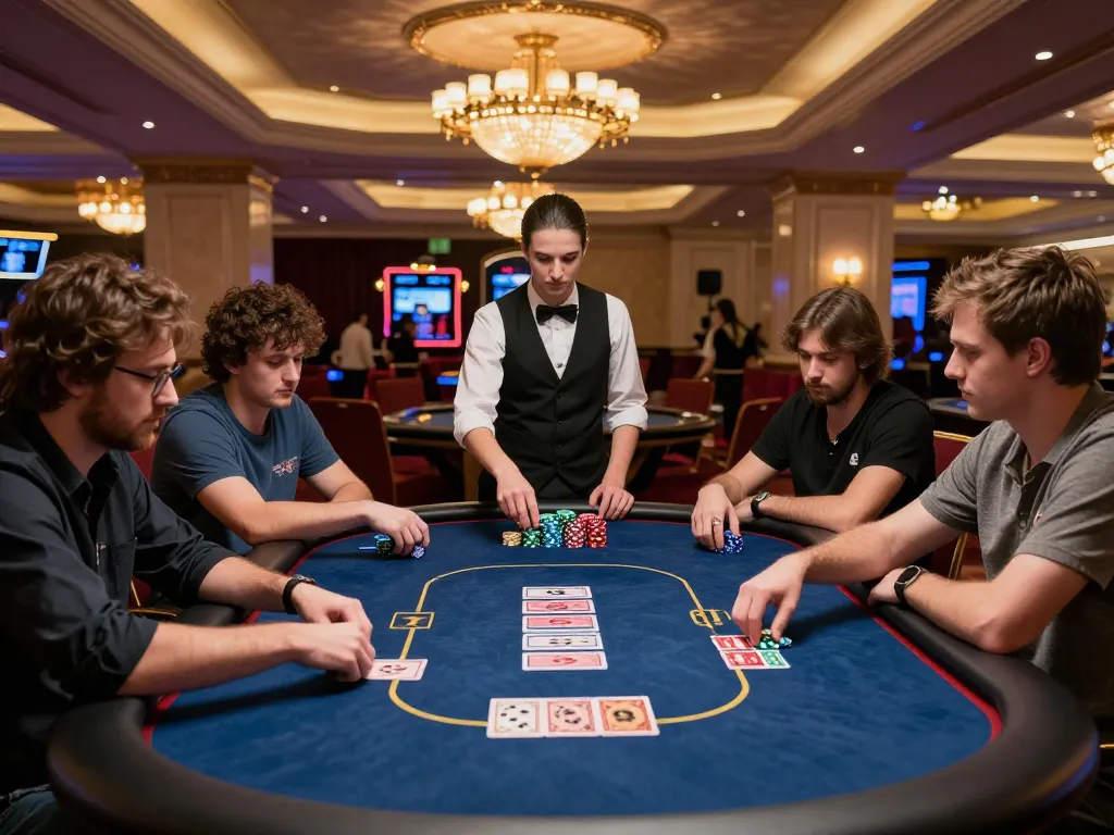 Players engaged in a competitive poker game at ZX88 casino, showcasing strategic gameplay.