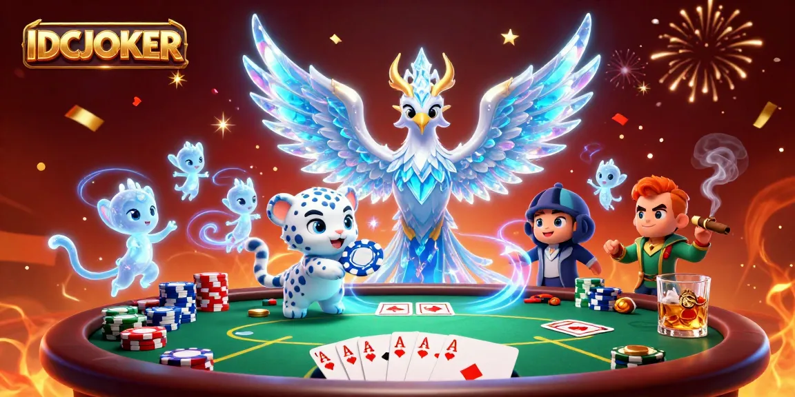Engage with IDCJOKER's dynamic gambling scene featuring mythical characters and poker elements.