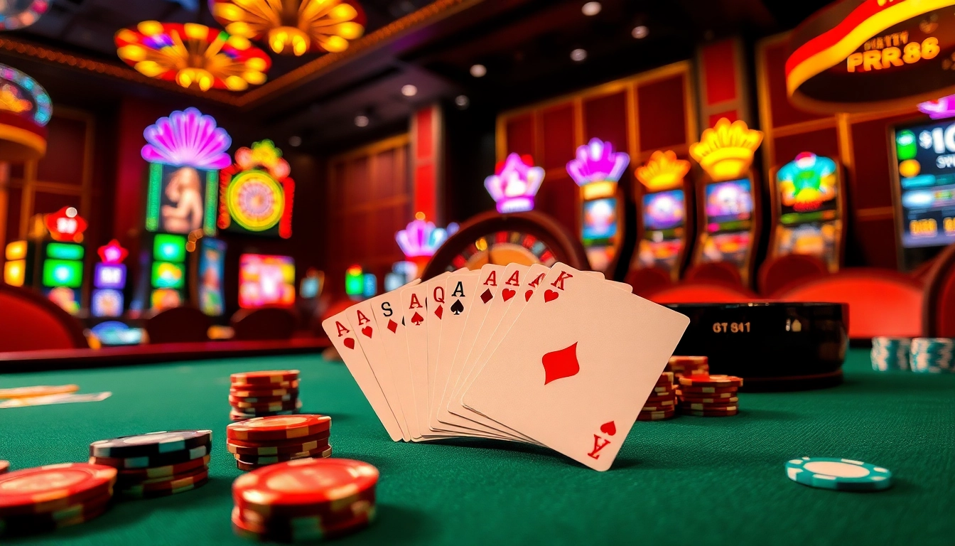 Experience the excitement of RR88 with vibrant poker tables and dynamic slot machines.