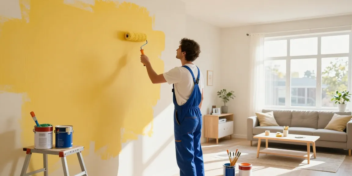 Professional painters near me revitalizing a home's interior with fresh paint during a transformation.