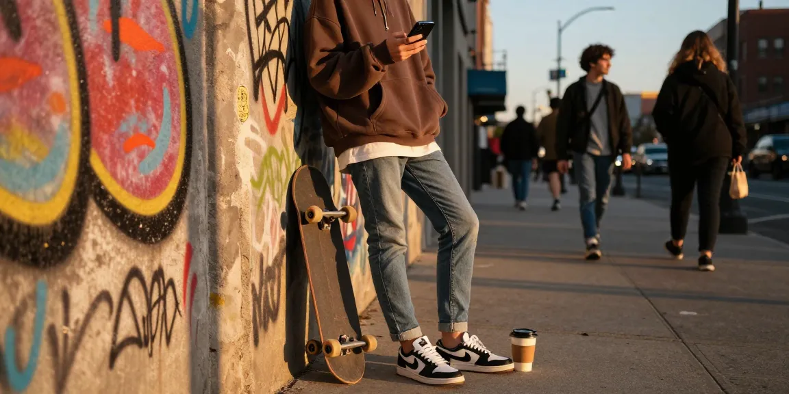 Urban street fashion featuring cika4d style with a person in trendy outfit and vibrant graffiti backdrop.