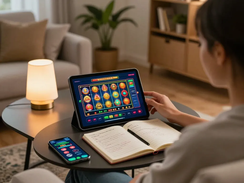 Engaging in online slots at https://vmax99.vip/ while enjoying a cozy home environment.