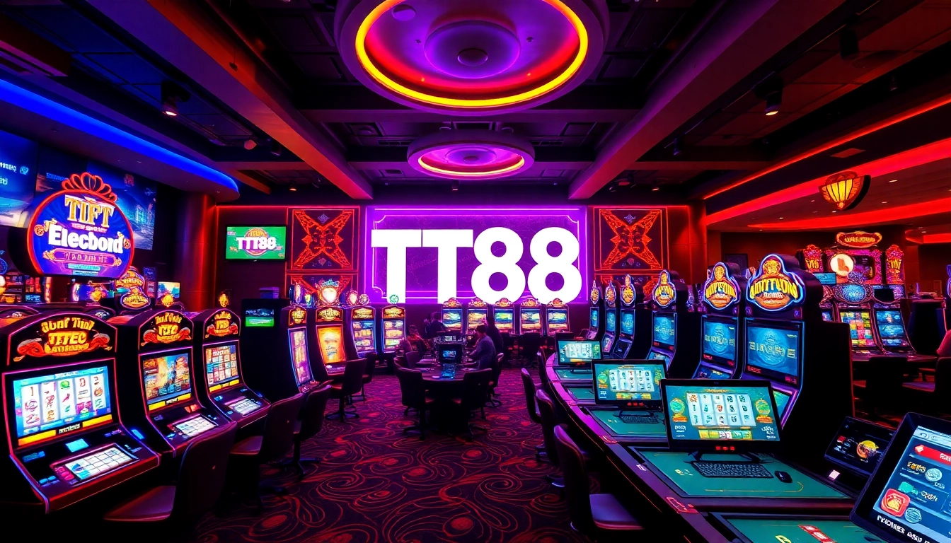 TT88: Engaging online casino scene with vibrant game displays and players in action.