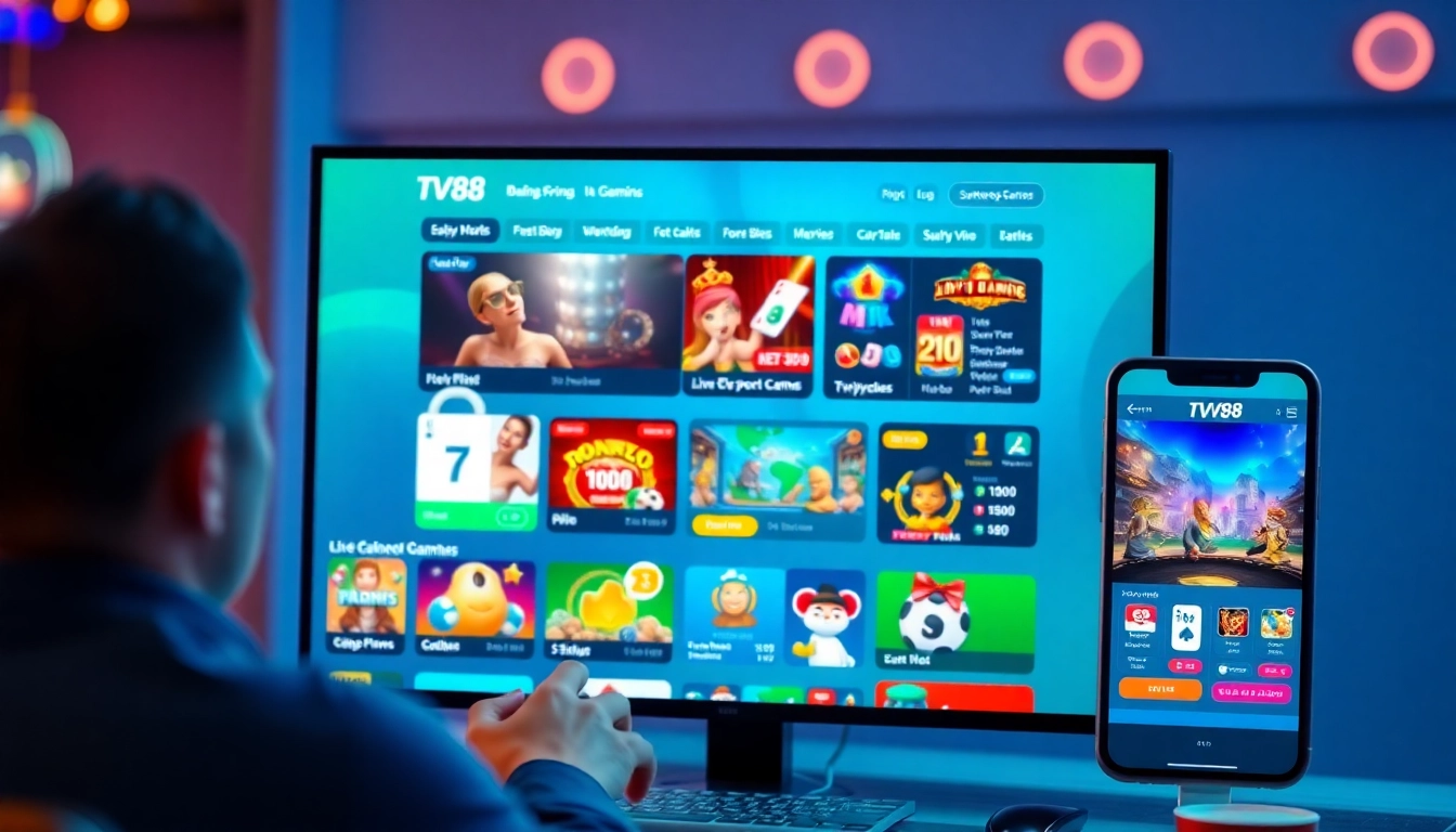 TV88 gaming interface showcasing popular casino games with a secure and engaging design.