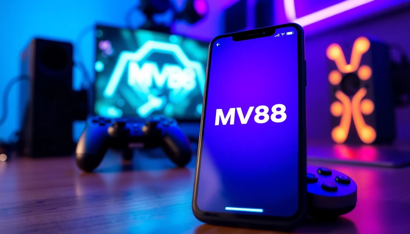 Experience the MV88 app interface in a sleek gaming environment, showcasing secure online transactions.
