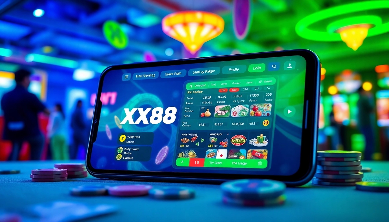 Interactive online gaming interface of XX88 casino app showcasing vibrant gameplay.