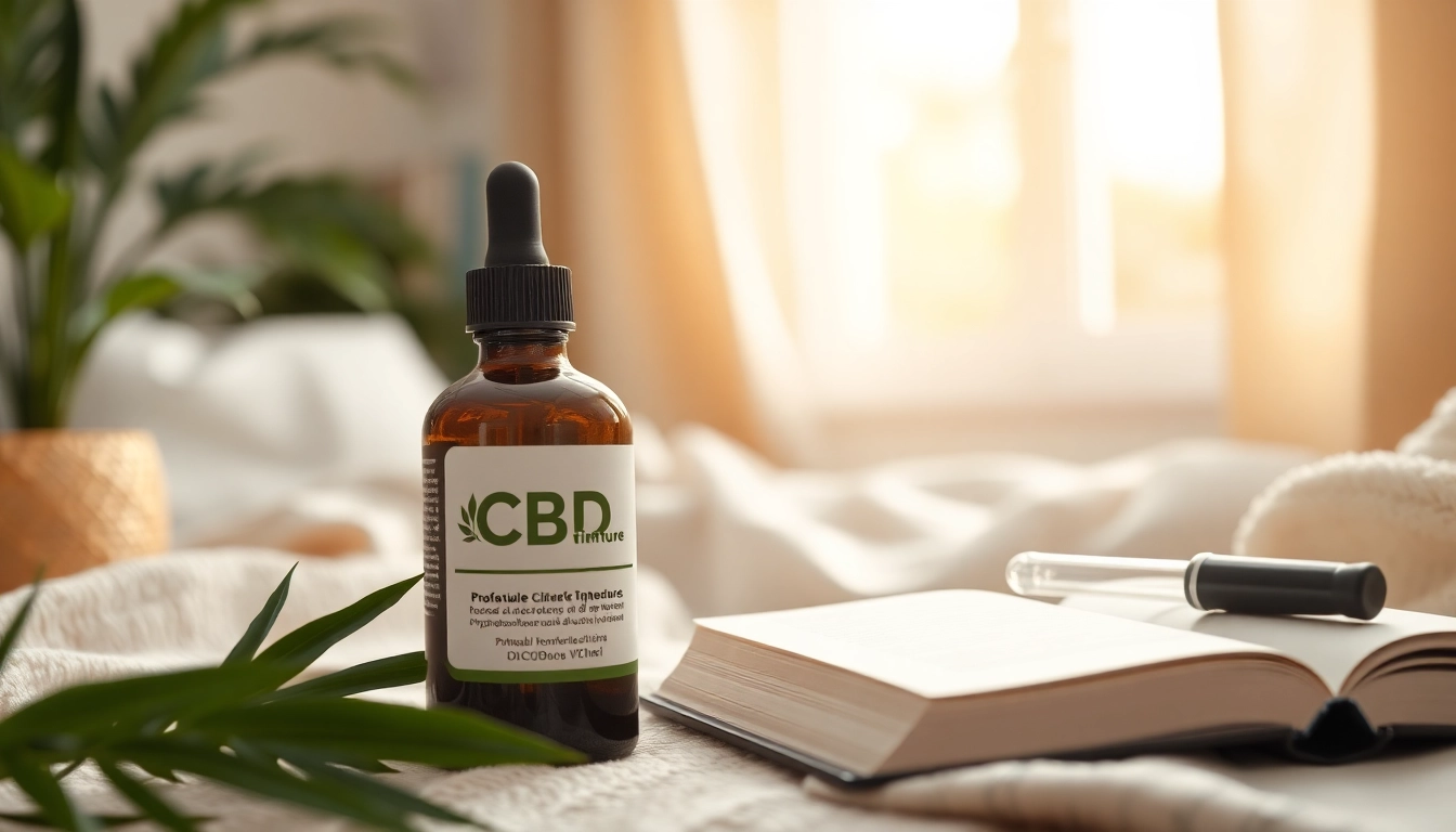 Promote CBD tinctures for anxiety with a serene setting highlighting relaxation and wellness.