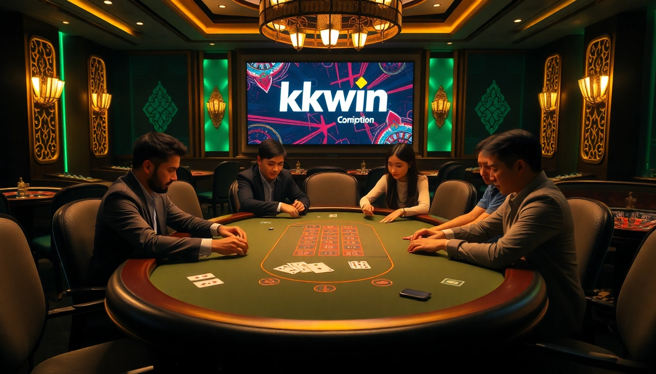 Experience the thrill of gaming at trang chủ kkwin with players focused on a high-stakes poker game.