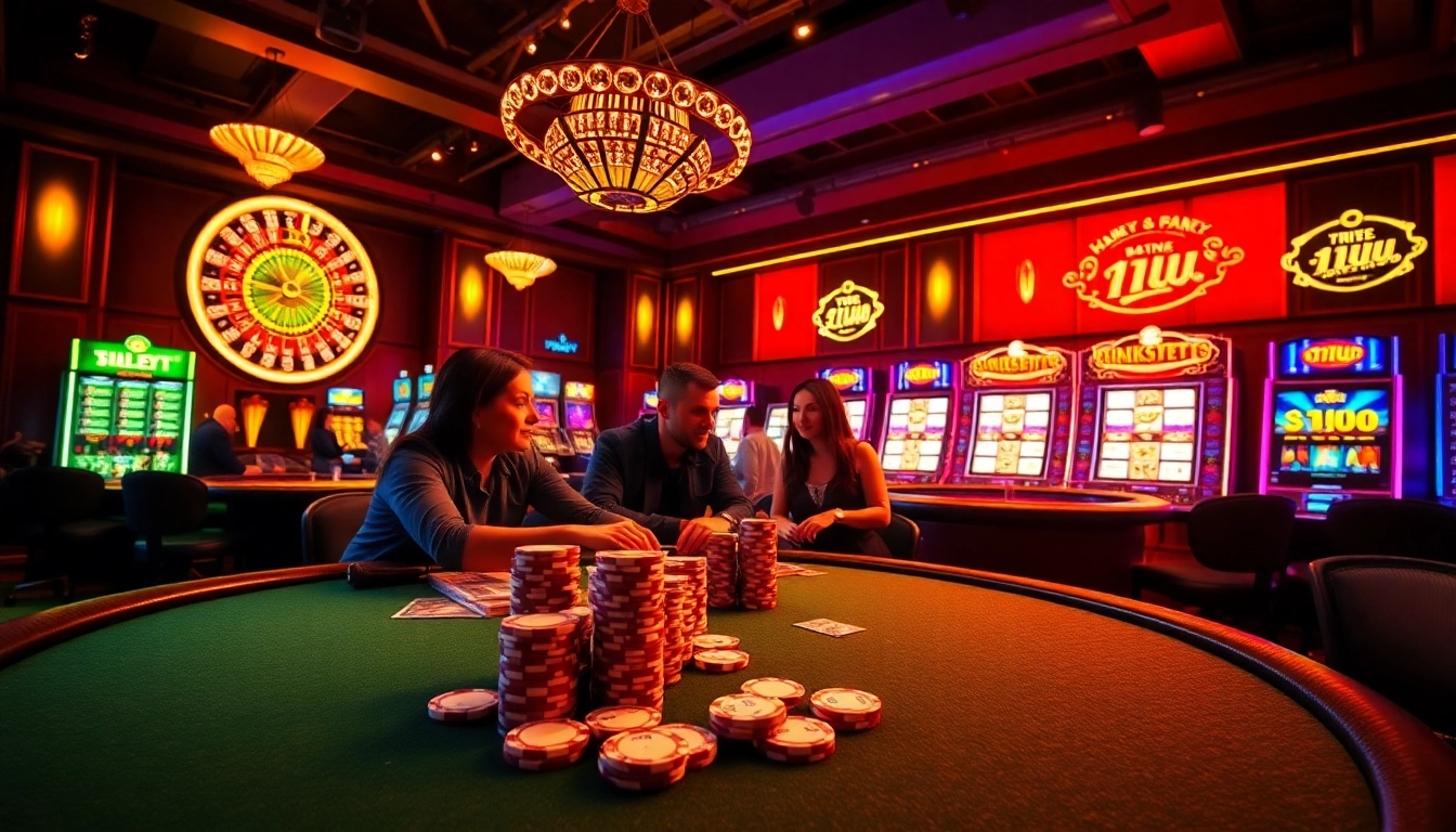 Exciting casino atmosphere with poker and roulette, enhancing the thrill of 11UU gambling strategies.